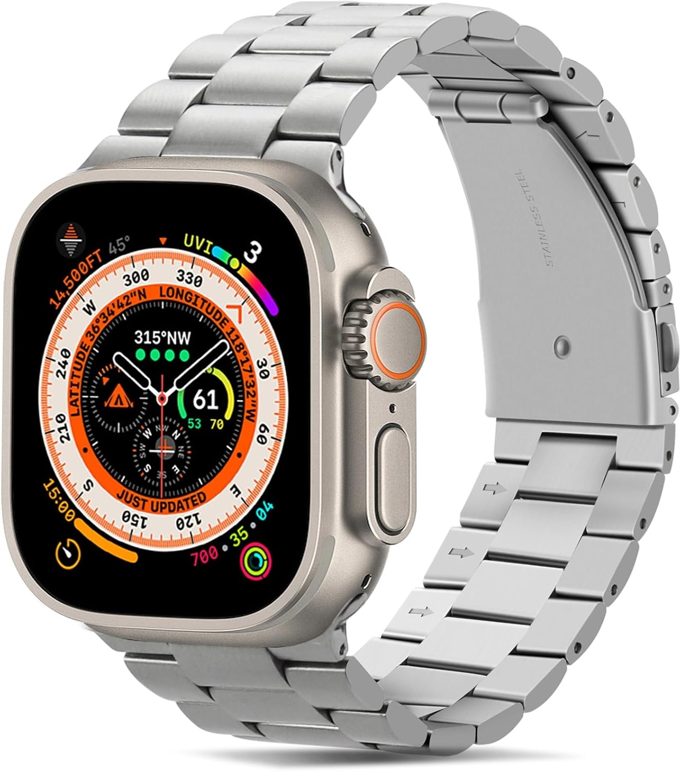 Stainless Steel Strap Compatible with Apple Watch Ultra 49mm, Silver