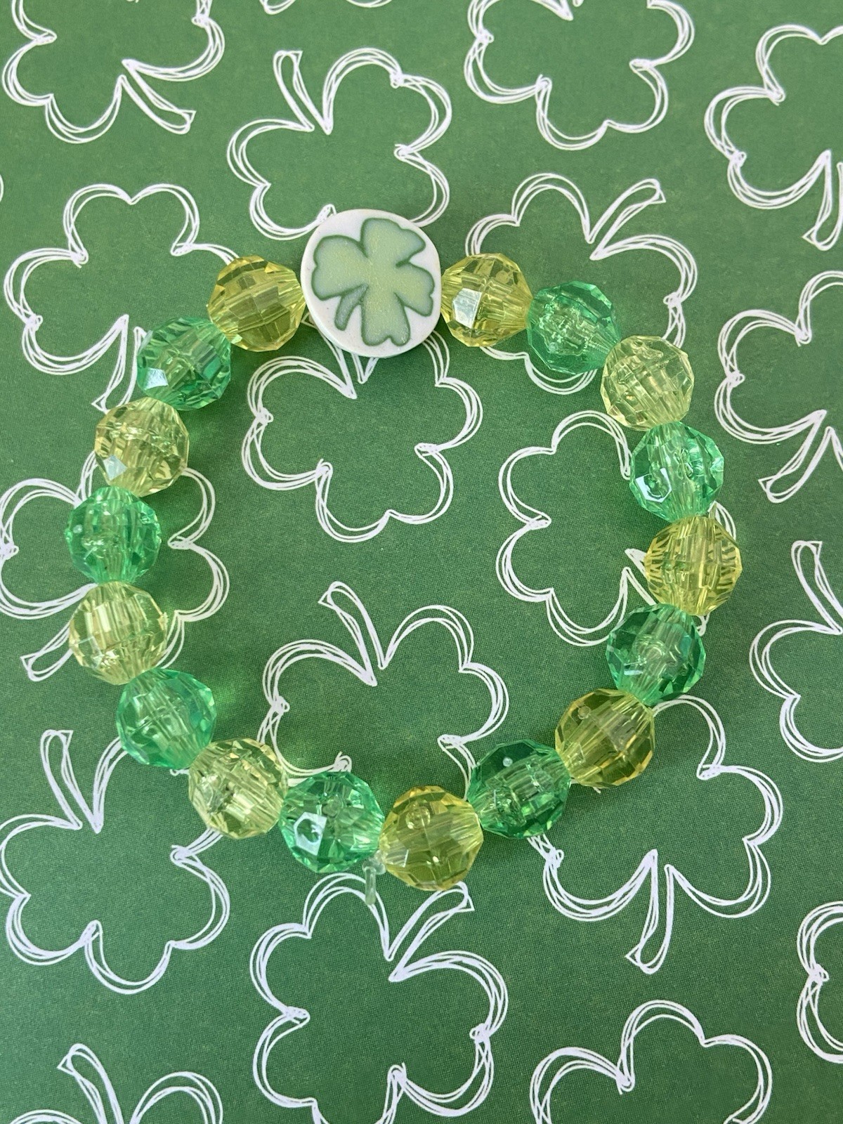 St Patrick Bracelet Shamrock Bracelet Beaded Bracelet Girls Kids Jewelry Gifts