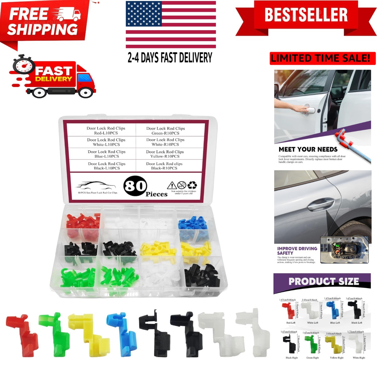 80PCS Door Lock Rod Car Clips Assortment Kit, Door Install Clips, Tailgate Ha...