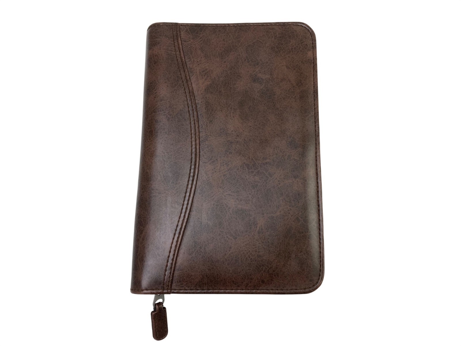 Day Timer Planner Brown Vinyl 6 Ring 1" Zip Binder Organizer w/ Pages 5.5 x 8.5"