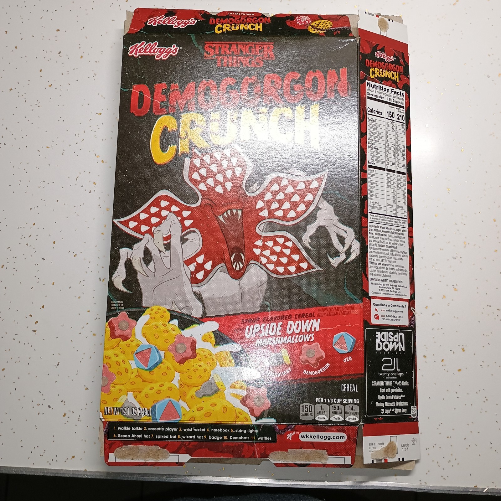Stranger Things Collector Cereal Box Kelloggs Demogorgon Crunch BOX ONLY