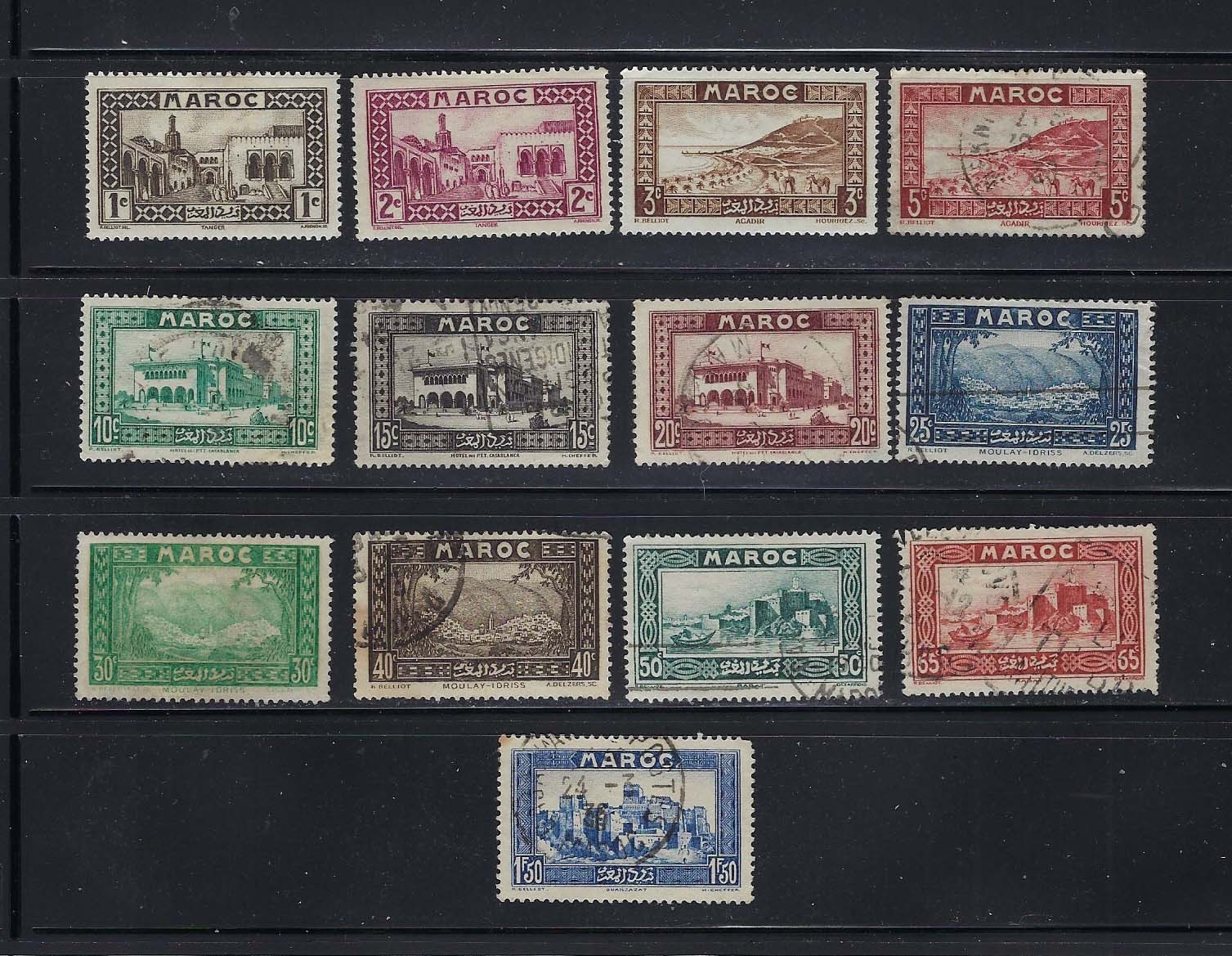FRENCH MOROCCO , 1933/34, COUNTRY SIDE , SET OF 13 STAMPS , PERF , VLH/USED