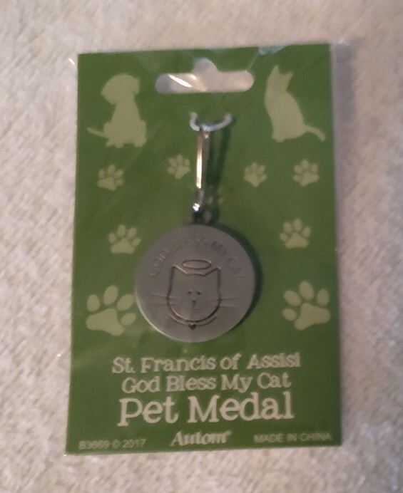 NEW St. Francis of Assisi Cat Clip on Pet Charm God Bless My Cat