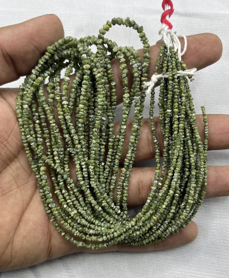 Natural Green Diamond Rough Uncut Chips Beads 15 inch for Jewelry Making Diamond