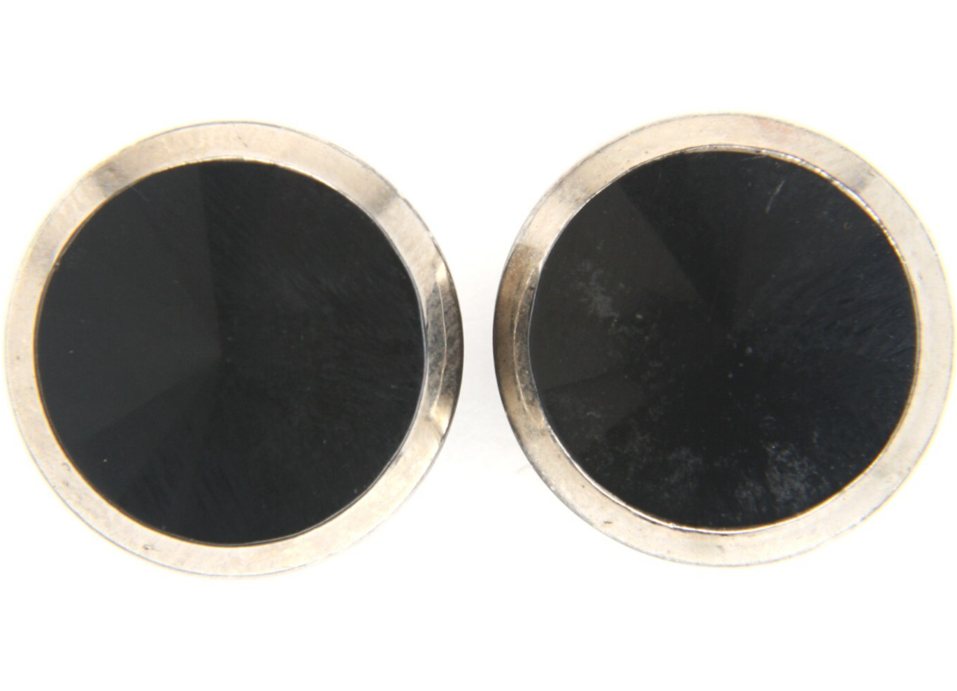 C1920s Antique Black Glass Silver Luster Faceted Tapered Conical Button Set LOT