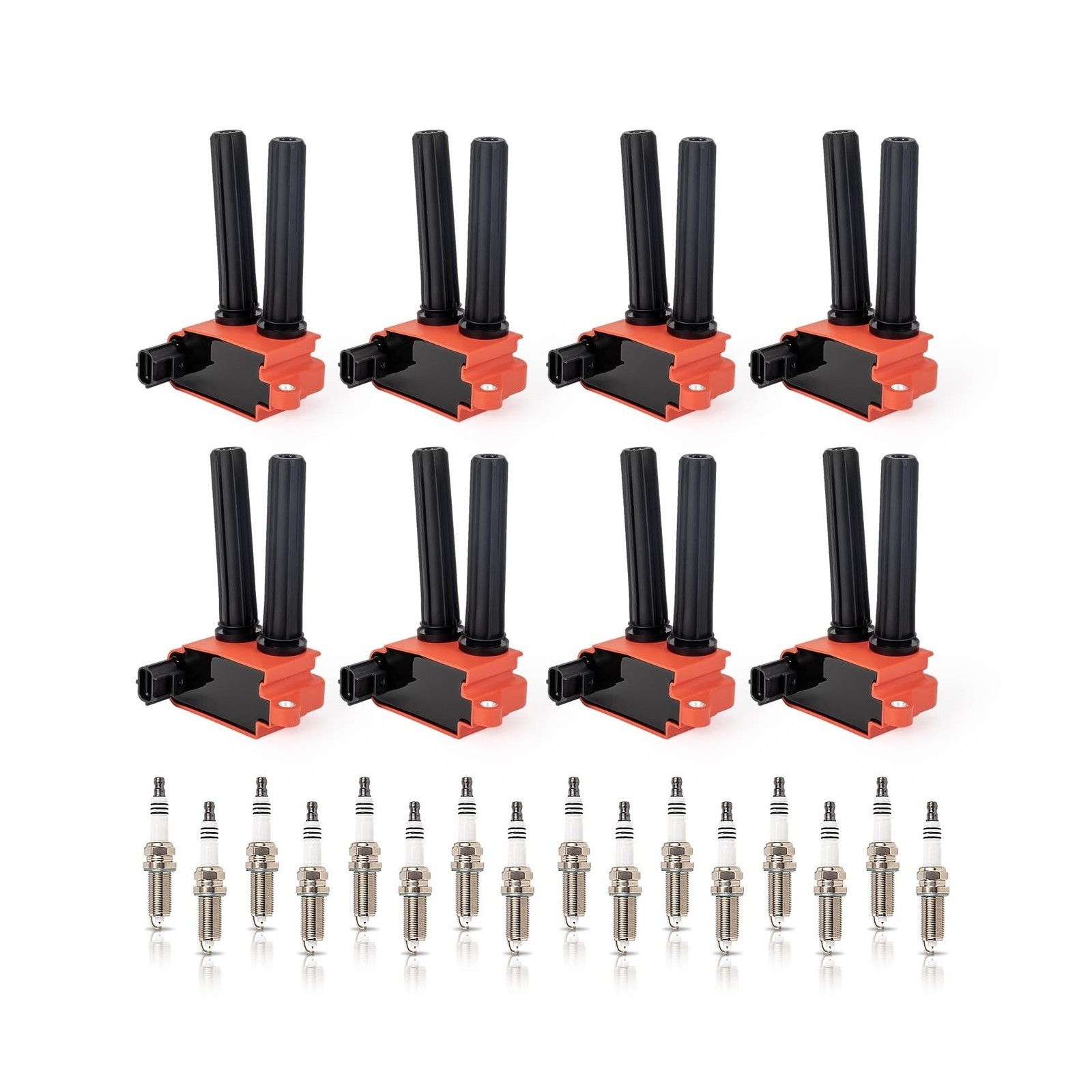 ENA Set of 8 Red Ignition Coil Pack 16 Iridium Spark Plug Compatible with Chr...