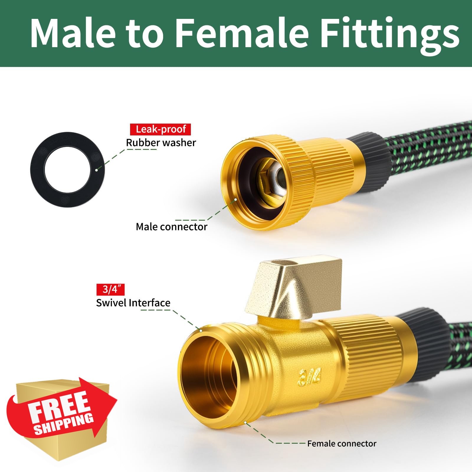 FrutPunch Garden Hose, 50 FT, Non-Expanding, 10 Nozzles, Anti-kink