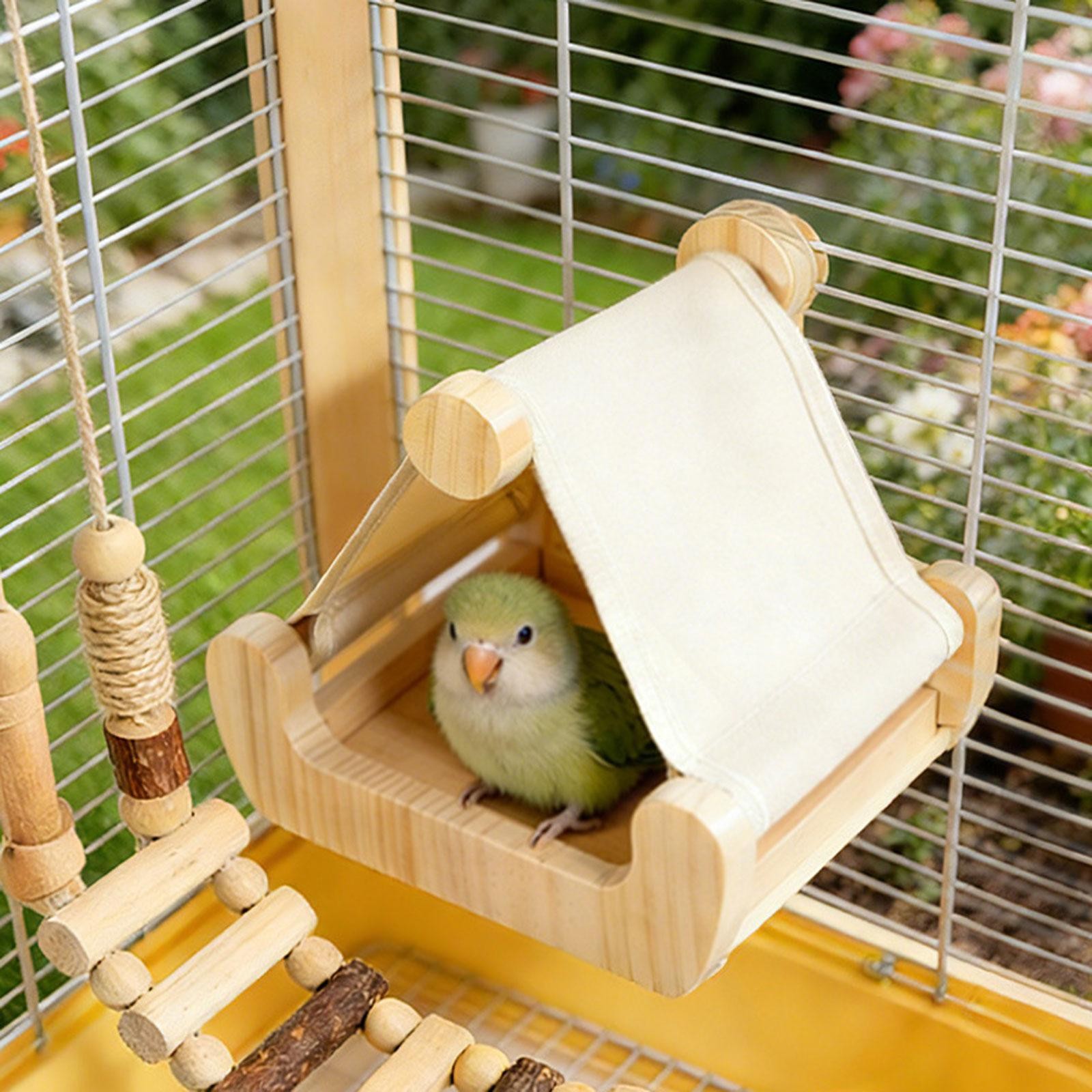 Wooden Cage Bird Bed Cockatiel Nest Perch Parrot Sleeping Hammock