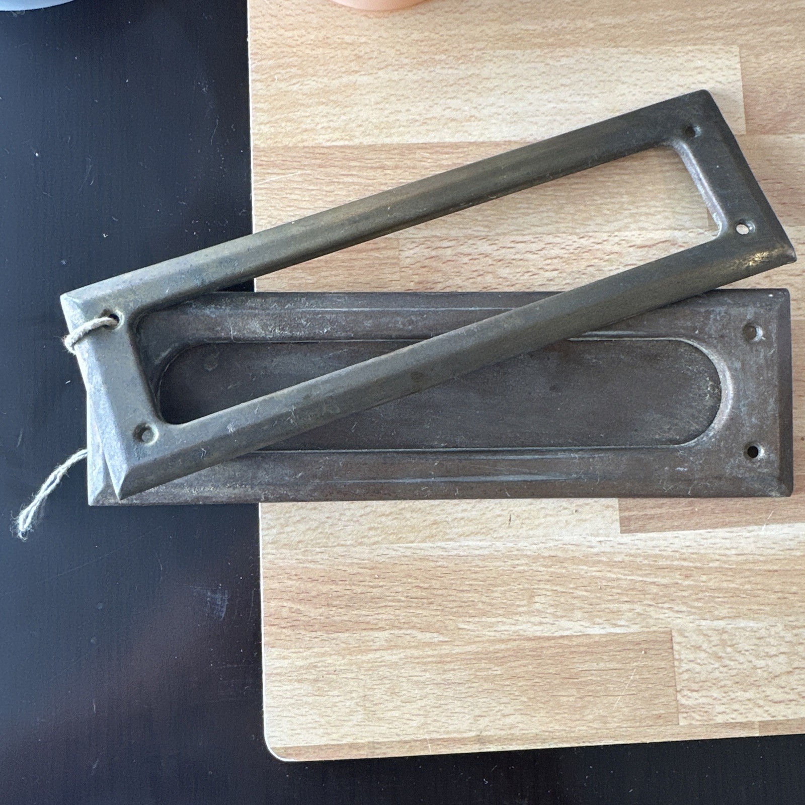 Antique Brass and Copper Flush Mount Mail Slot 10"× 3" 1900's 