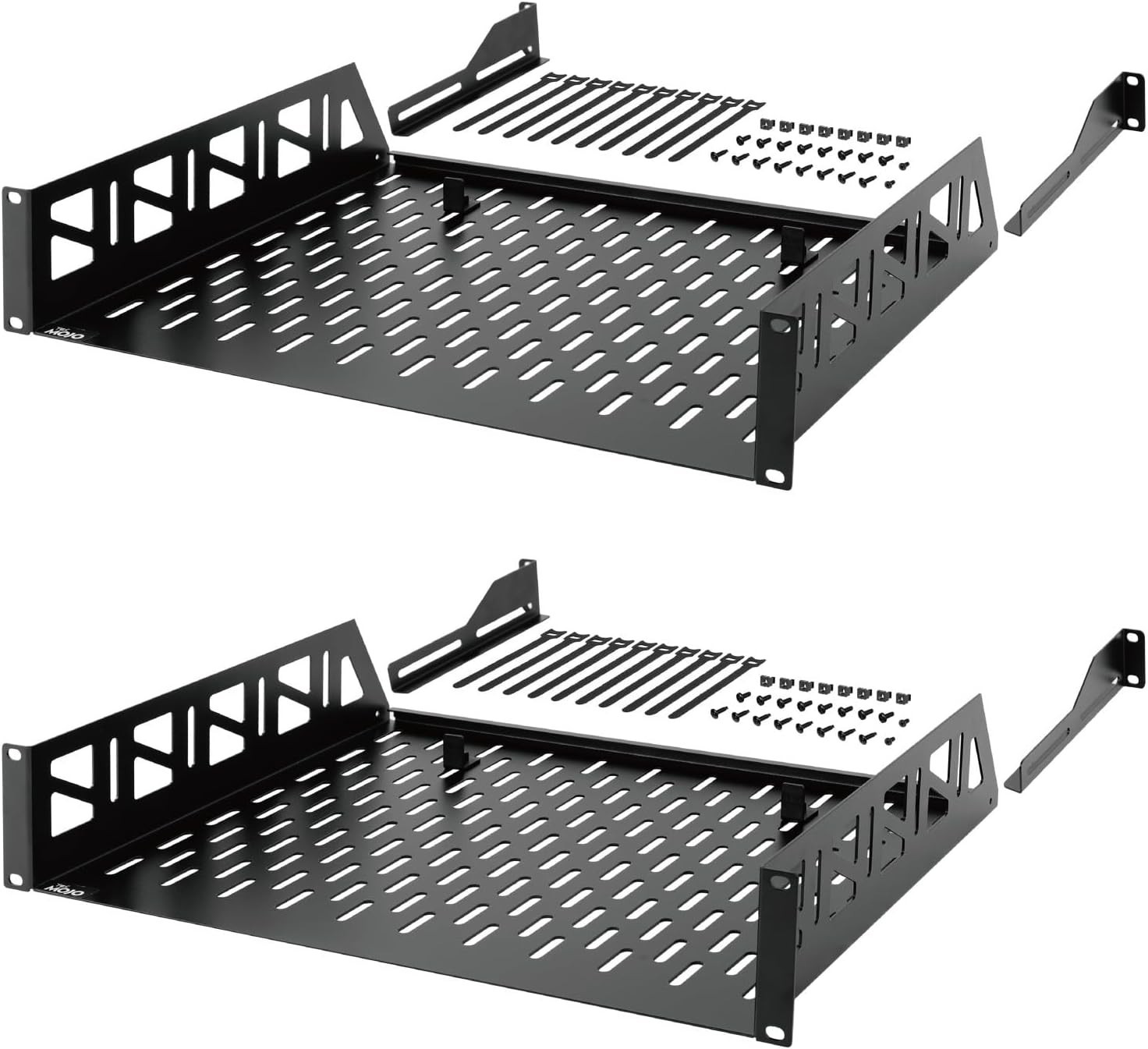 2U 19  Rack Shelf, 14  Depth, 110Lbs Capacity, 2-Pack with Accessories
