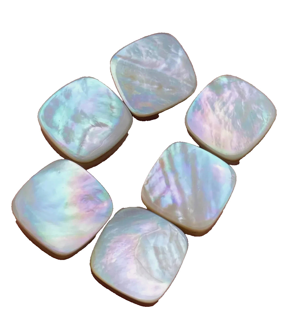AAA+ Mother of Pearl Cabochons: White Cushion Gemstone