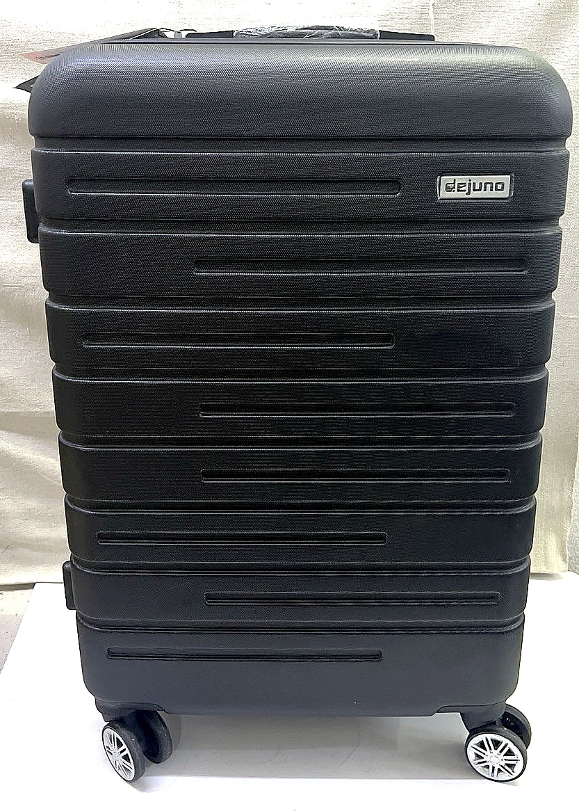 Dejuno Compass 24'' Upright Black Lightweight 360 Degree Spinner Luggage Case