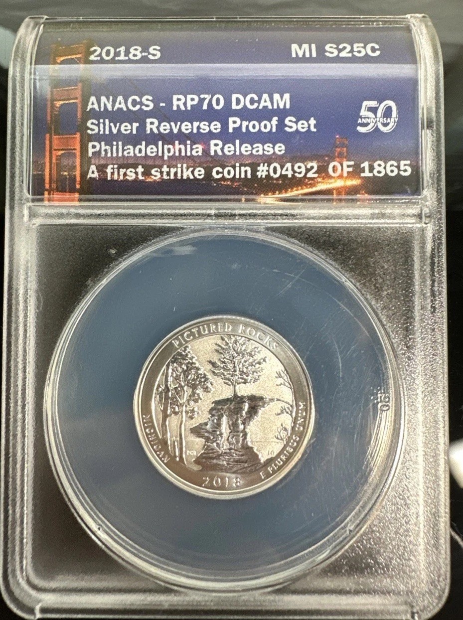 2018-S Pictured Rocks Silver Reverse Proof Quarter RP70 DCAM ANACS First Strike
