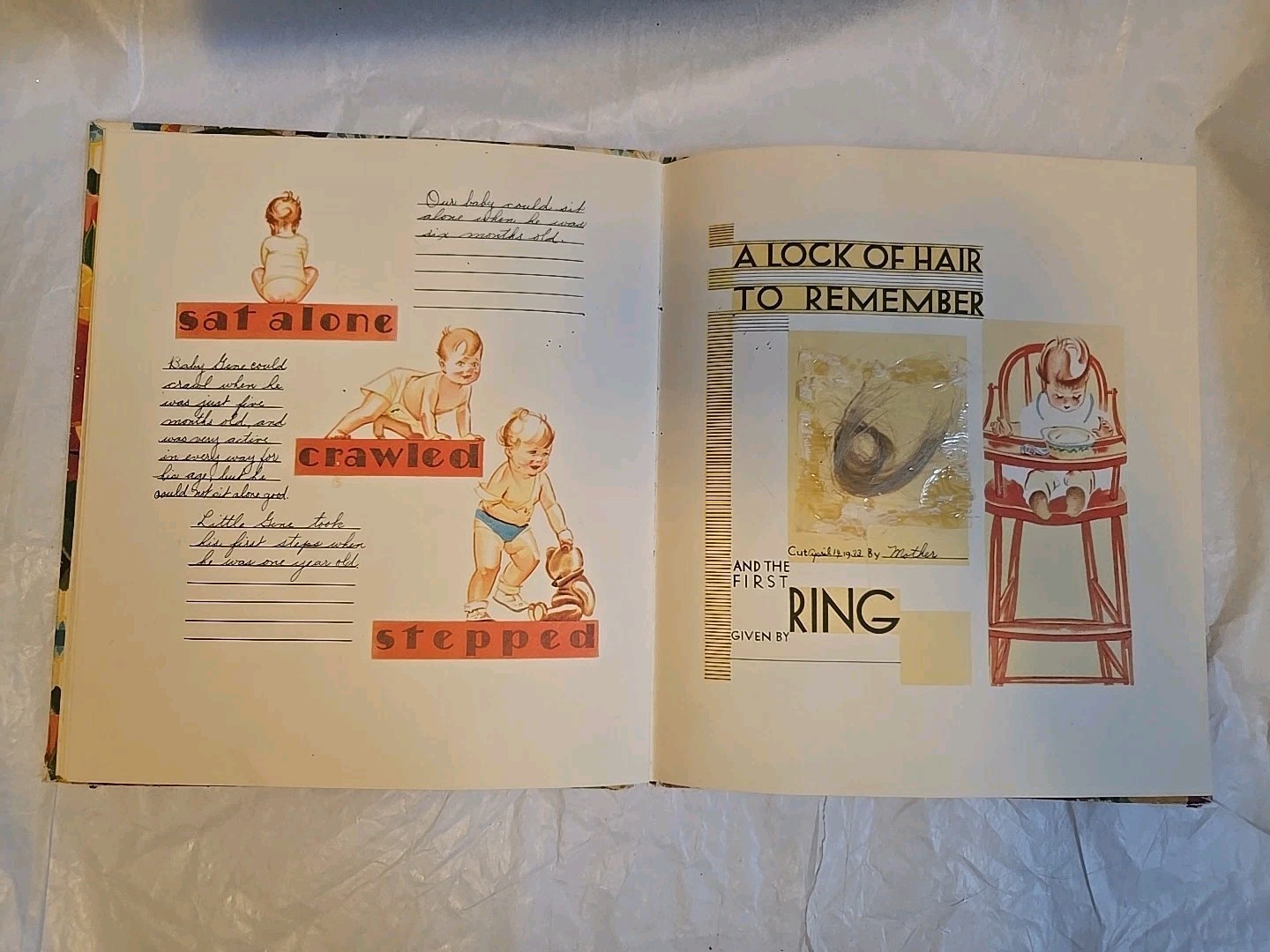 1930s Baby Book Filled Out Vtg Photos Lock Of Hair Adohr Art Deco Keepsake