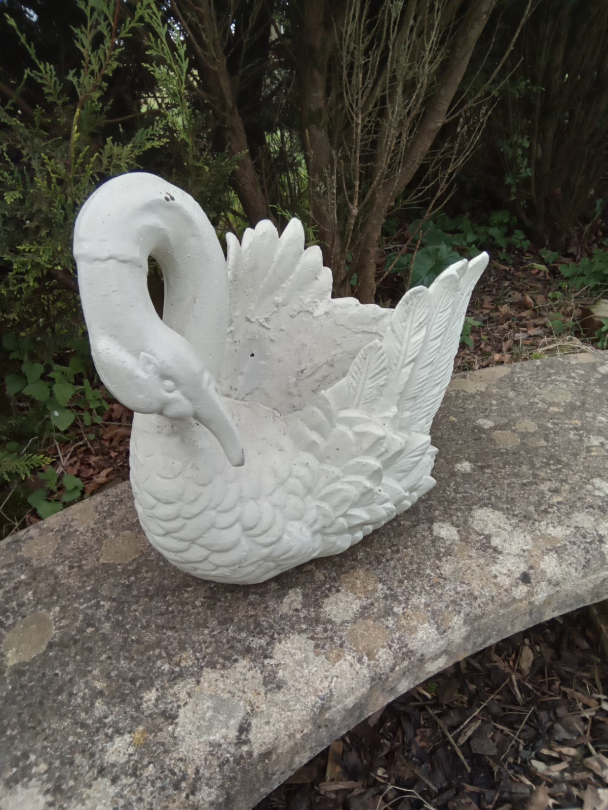 Vintage French 19th Century Decorative Cast Iron Swan Planter/Garden Decor Heavy