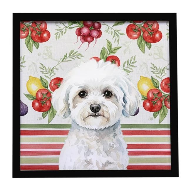Carolines Treasures WDK8114MFP88 Unisex Bichon Frise Vegetables Framed Metal ...