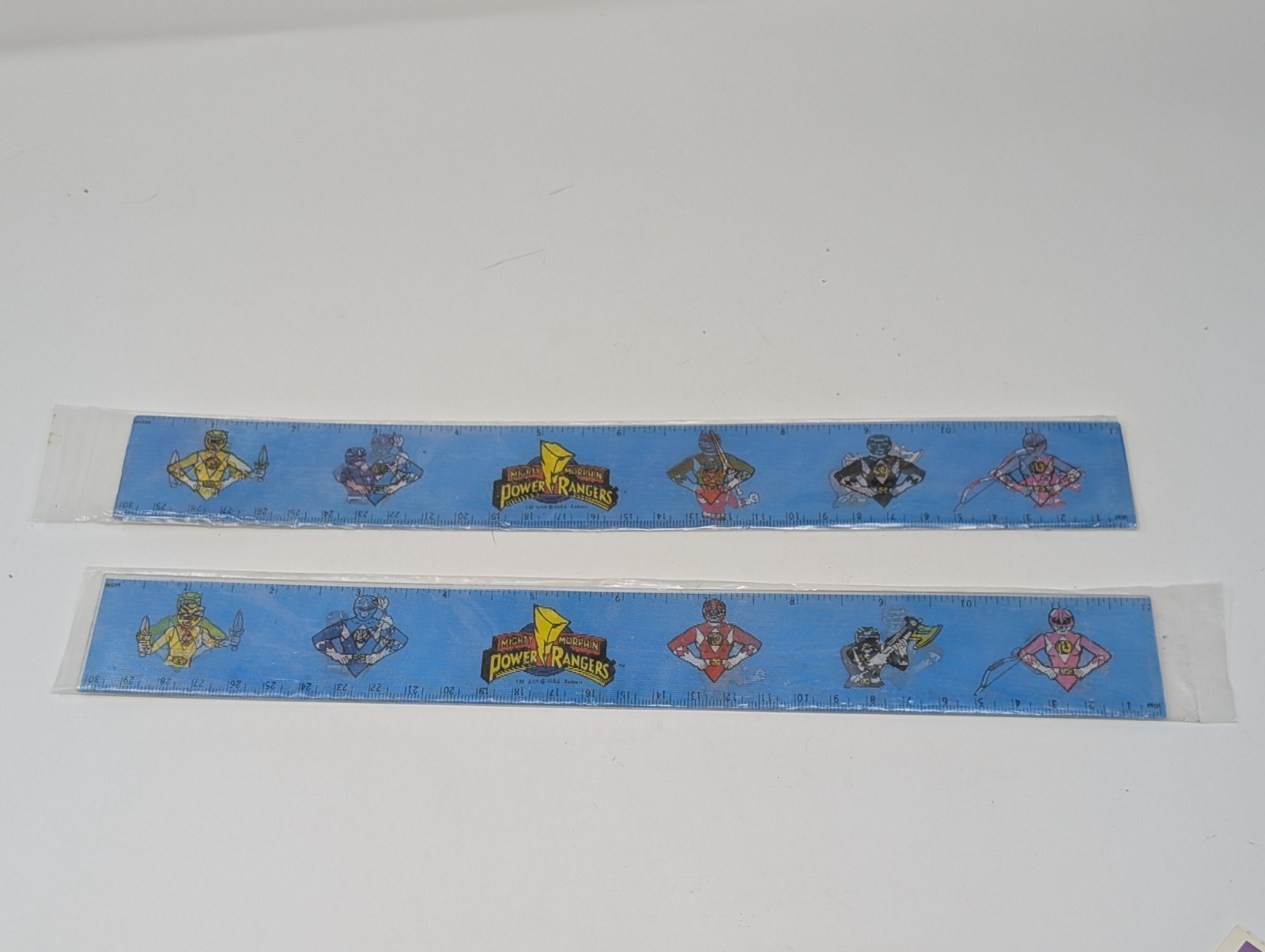 Vintage 1994 Lot of 2 Holographic Mighty Morphin Power Rangers Rulers Y2K 90s
