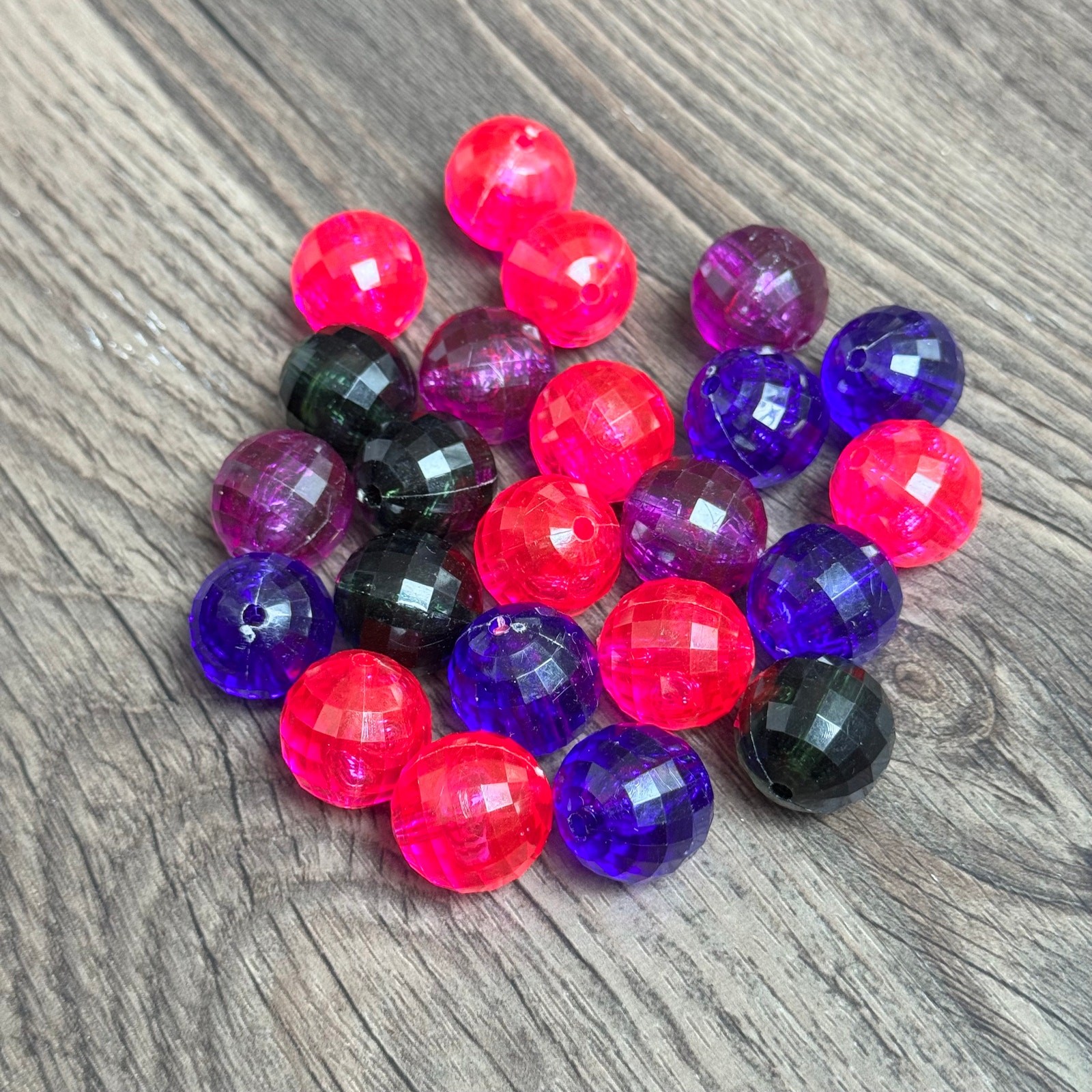 23 Y2K Vintage Disco Ball Beads Black Purple Pink Embellishment Sewing Jewelry