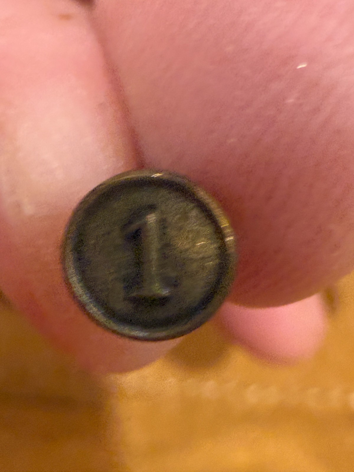 Antique Brass Embossed No. 1 Collectiblr Retro Button-Style Uniform Pin 7344