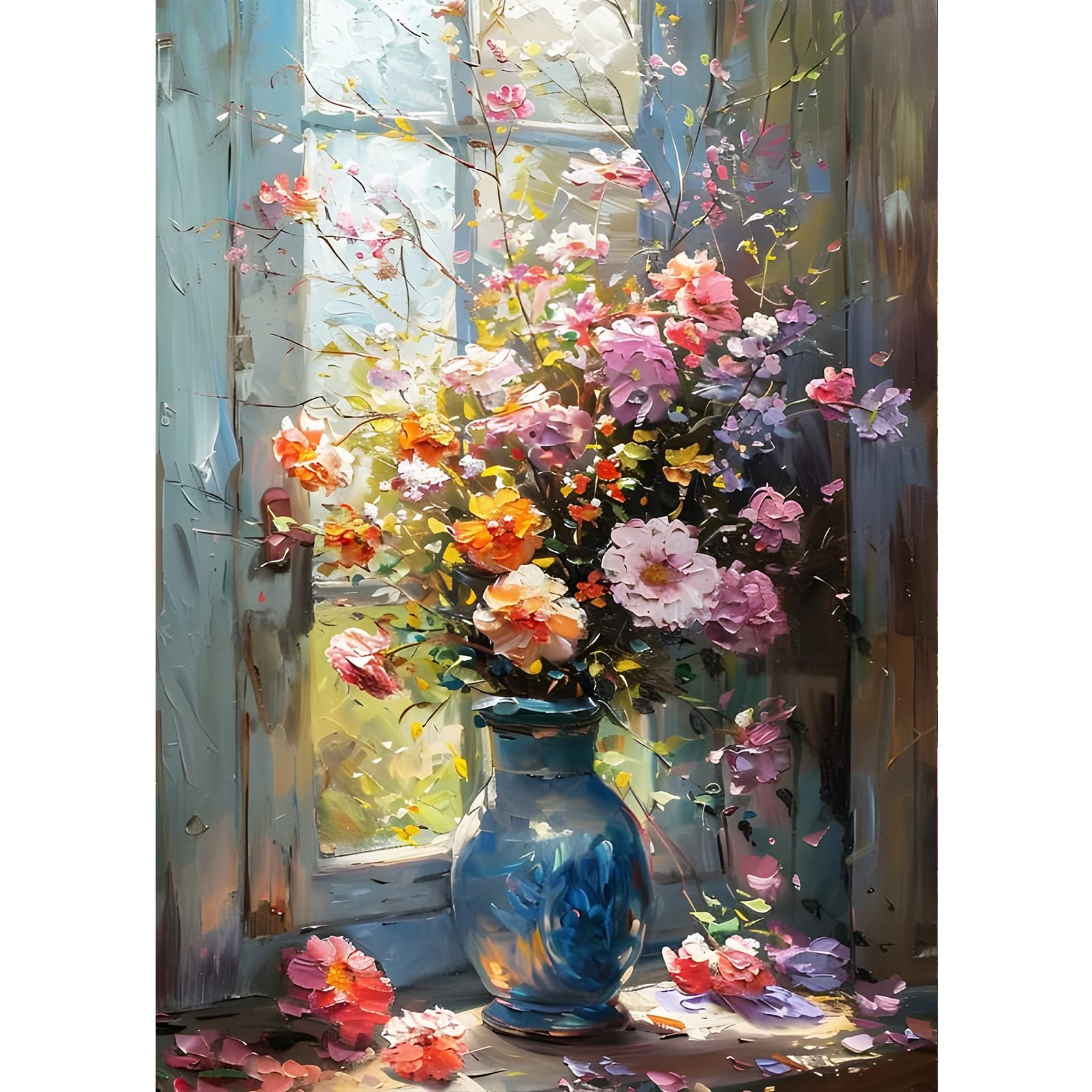 GDYEEH DIY 5D Colorful Flowers Diamond Art Kits, Round 12x16 inch, UCGD374 