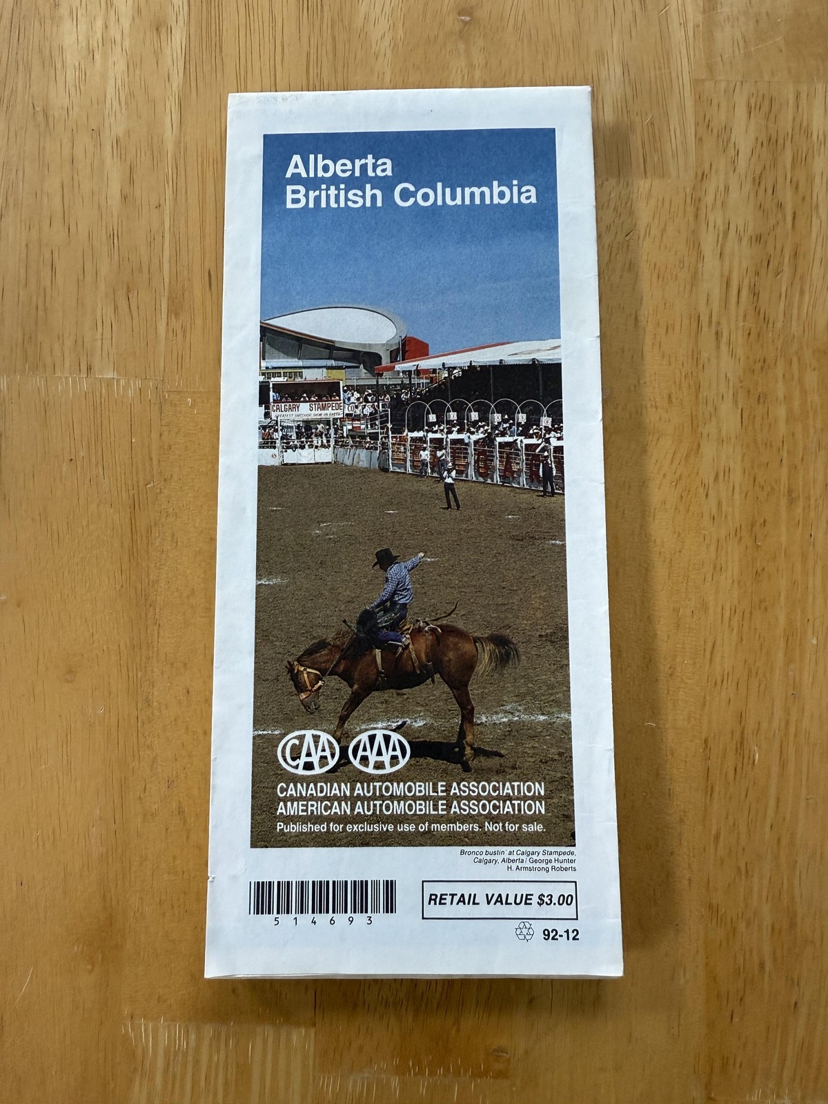 Vintage 1992 CAA AAA Alberta British Columbia Road Map Canada Folded Brochure