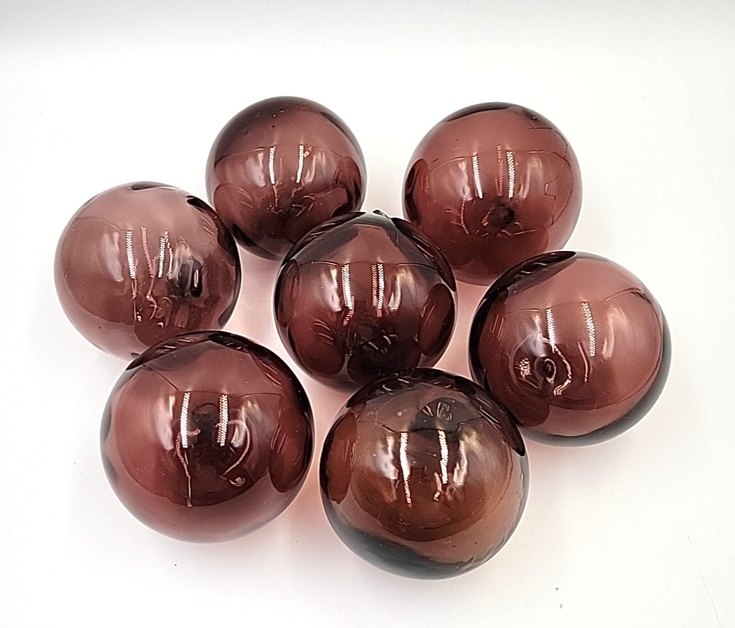Vintage Blenko Glass #51 Set of 7 - 3" Bubbles-Floats-Orbs in the color Amethyst