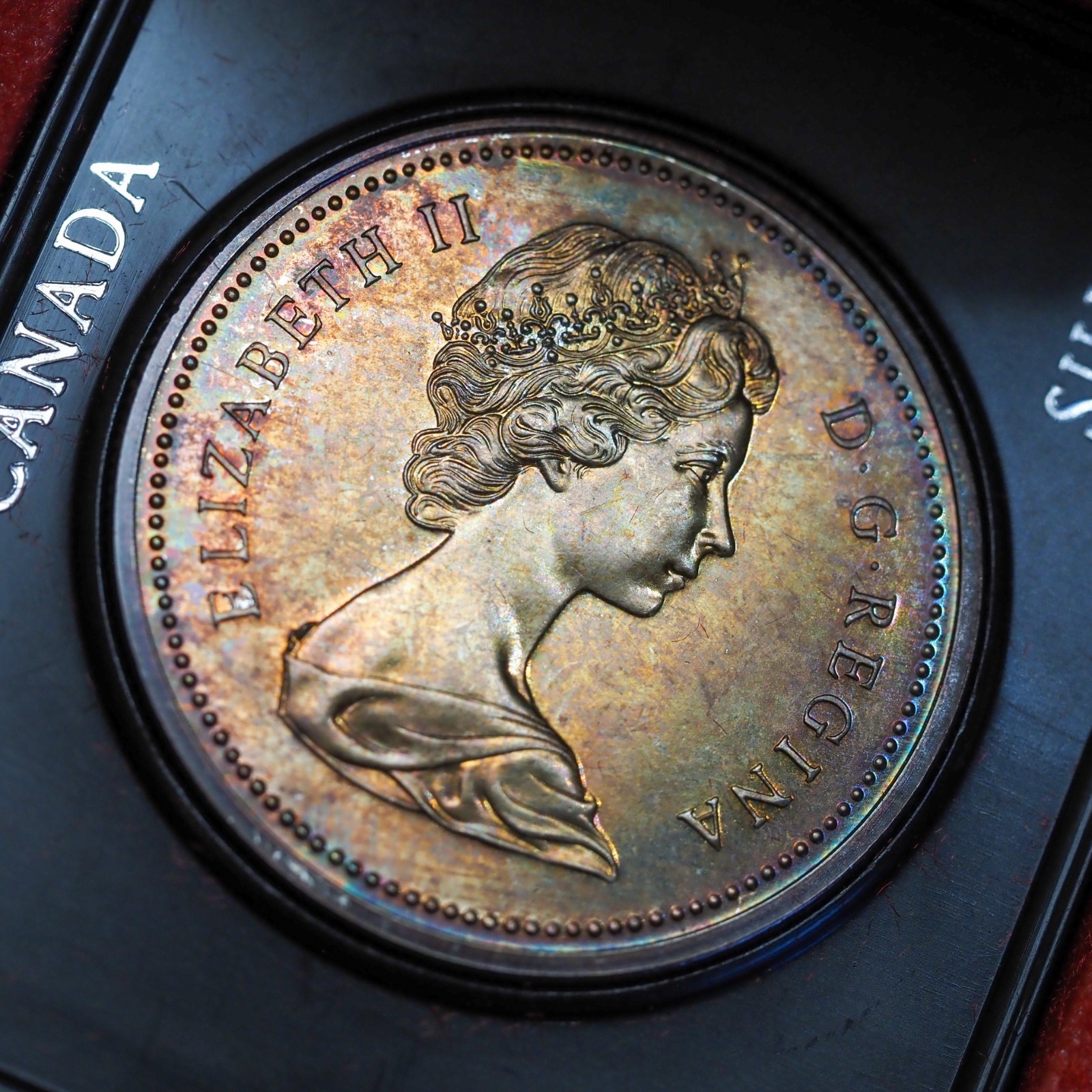 1972 Canada Silver Dollar Gorgeous Toning in Original Case