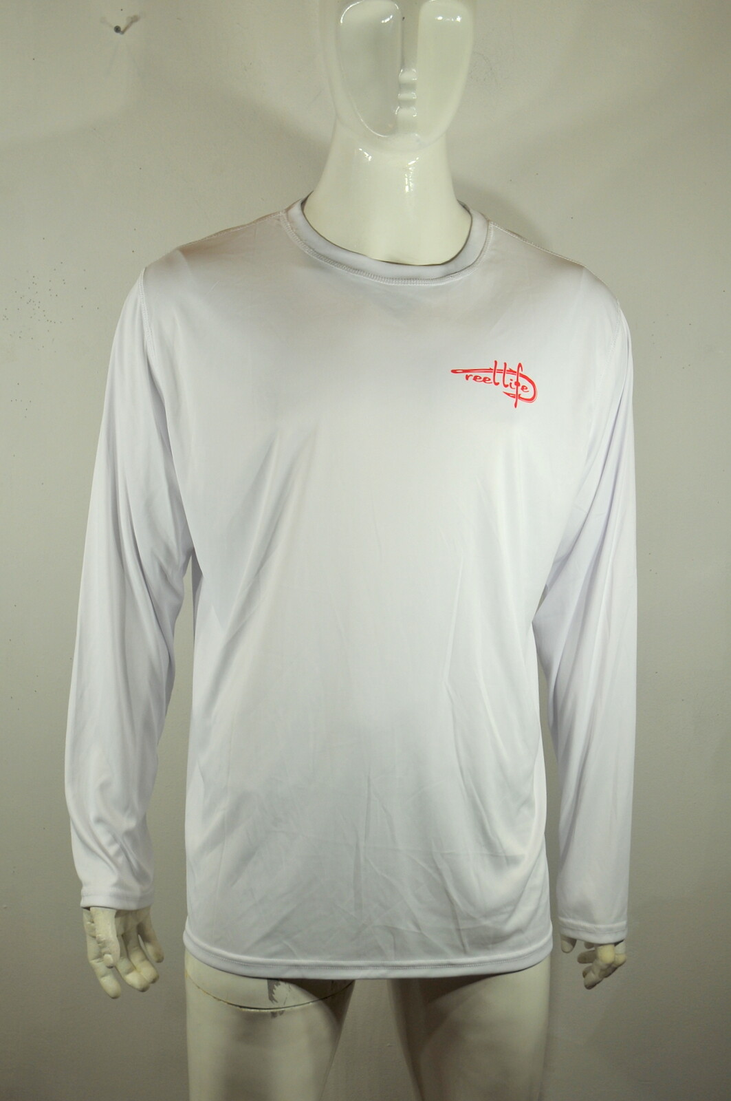 Reel Life Men's Americana Fish Shirt 2XL Long Sleeve UPF 50+  White NWT