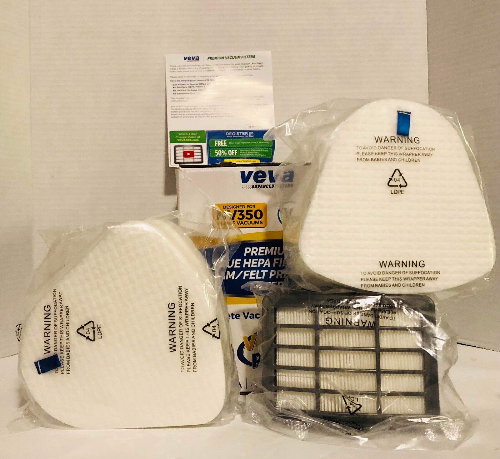 VEVA Complete Premium Vacuum Filter Set One HEPA 4 Foam 4 Felt 9 Total Filters