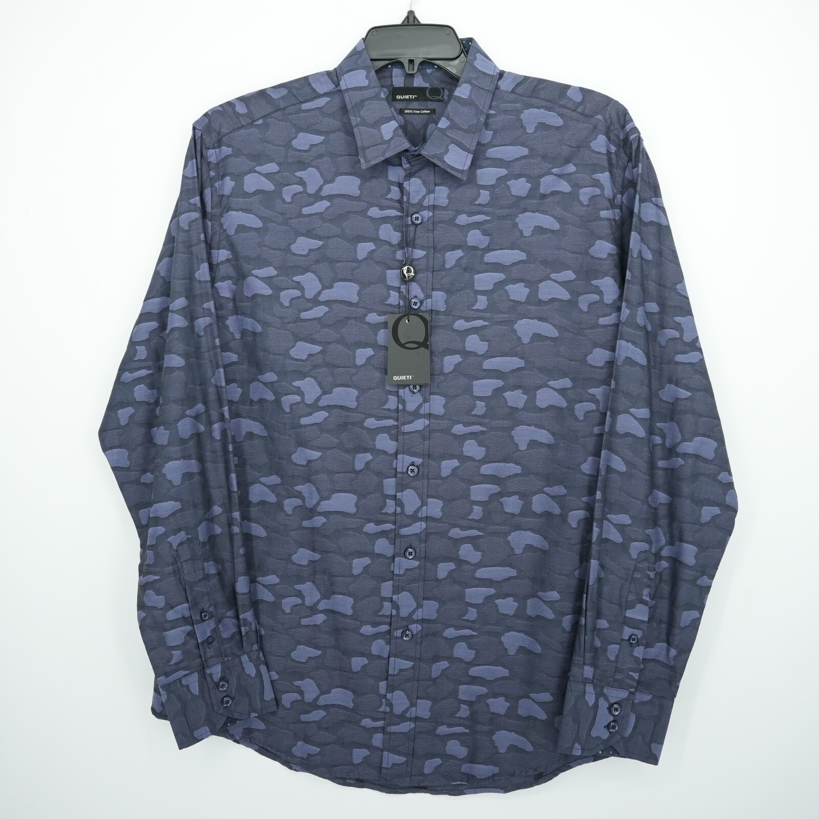 Quieti Men's Long-Sleeve Shirt XL Purple Gray 100% Fine Cotton NWT $125