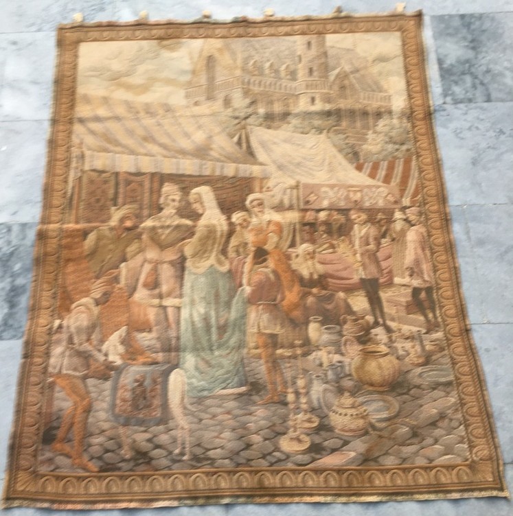 Vintage French Tapestry Medieval Pictorial Wall Decor Tapestry 3x4 ft Free Ship
