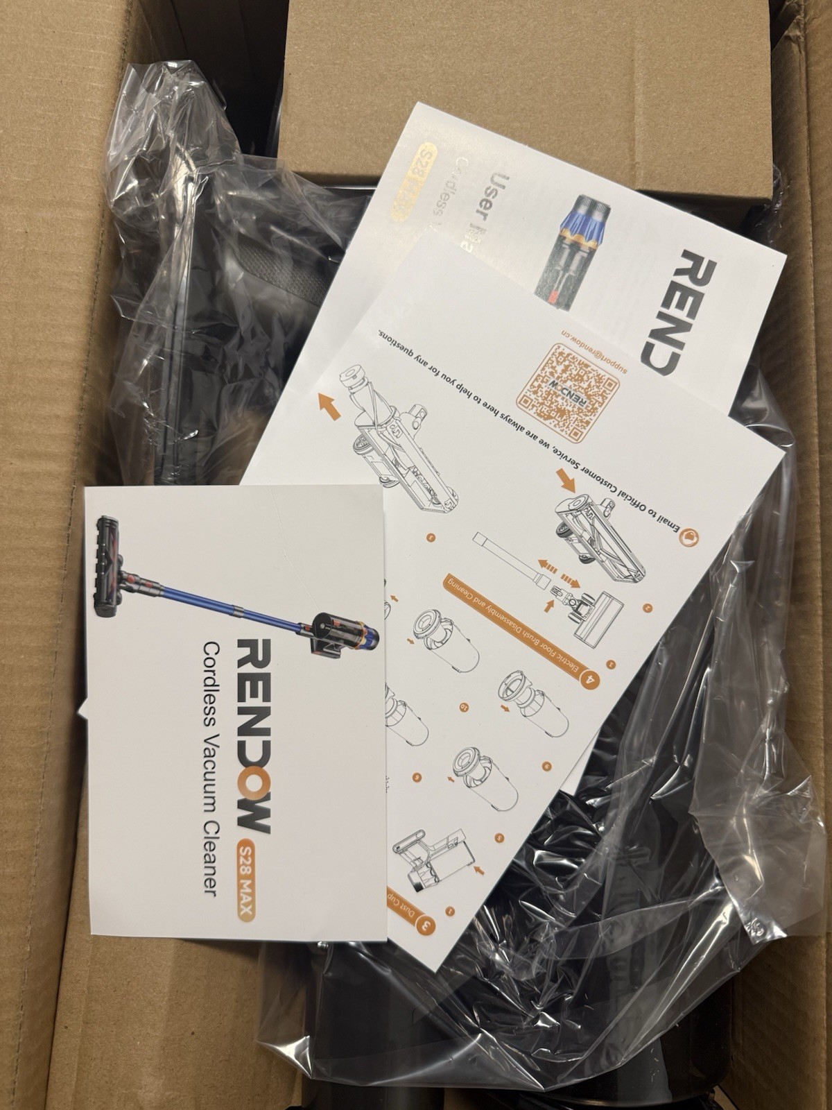 Rendow S28 MAX Cordless Stick Bagless Vacuum Cleaner Black Blue Orange