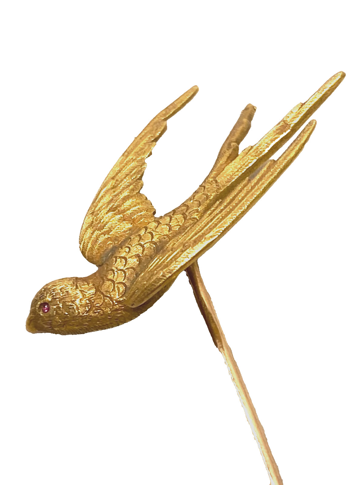 14K Victorian Bird Hat Stick Pin Rikers Signed
