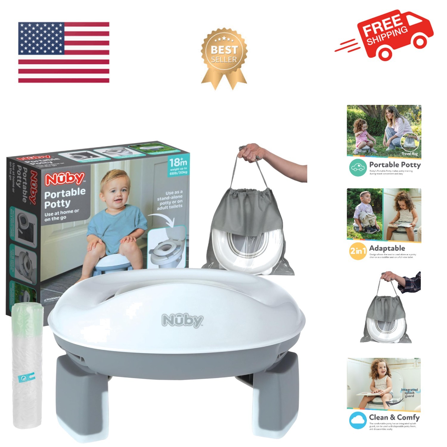 On-The-Go Portable Potty Seat - Travel Toilet Seat for Boys and Girls 18+  - ...