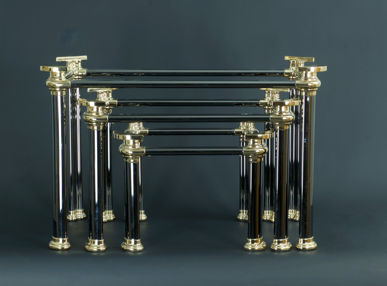 Ancien lot de table basse gigogne bronze doré style Jansen design vintage x 3