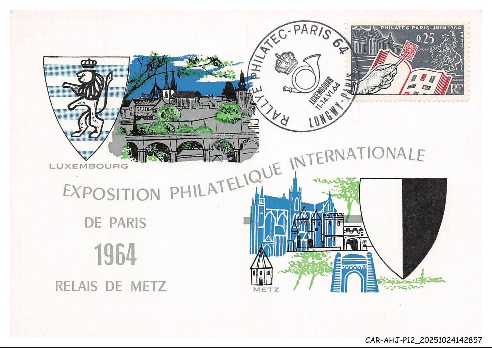 Car Ahjp12 0533 Carte Maximum - Luxembourg - Relay Of Met - 1964