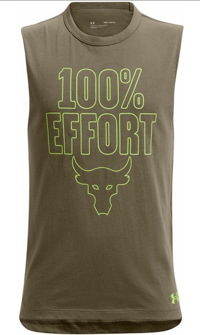 Under Armour Project Rock 100 Percent Effort Guts Tank Boys M Green 