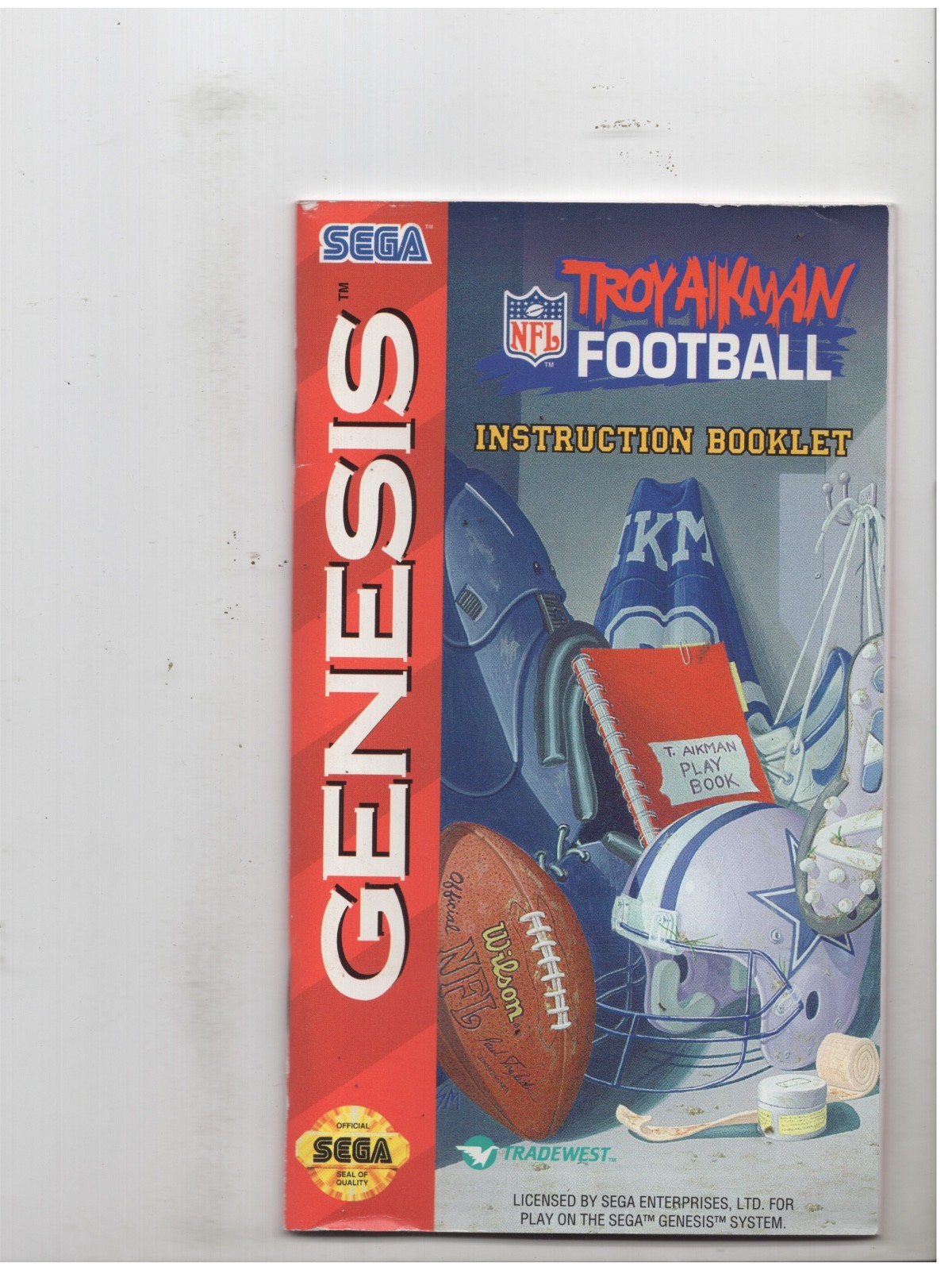 Troy NFL Football Sega Genesis Manual Only Authentic Original