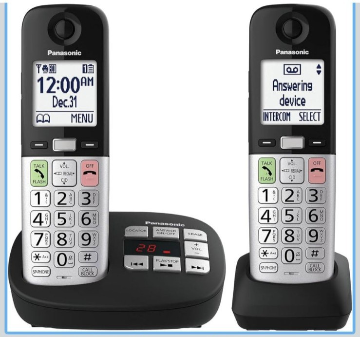 Panasonic Expandable Cordless Phone Answering Machine Call Block 2 Handset Black