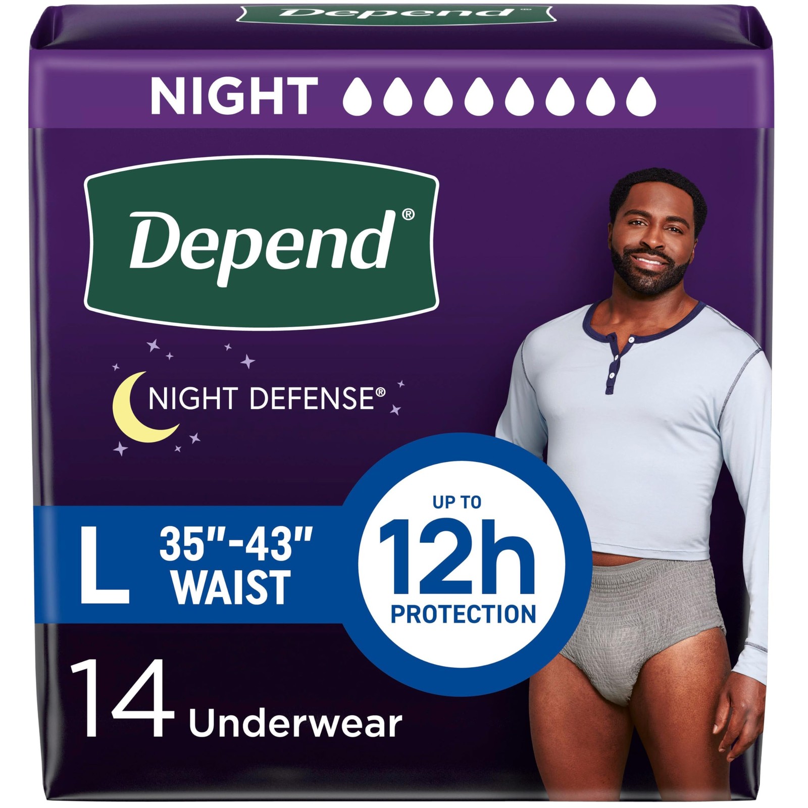 Night Defense Adult Diapers, Incontinence Underwear for Men, Disposable, Over...
