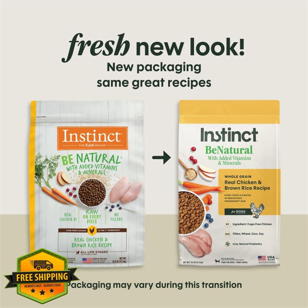 Instinct BeNatural Raw Coated Dog Food Chicken Brown Rice 25 lb
