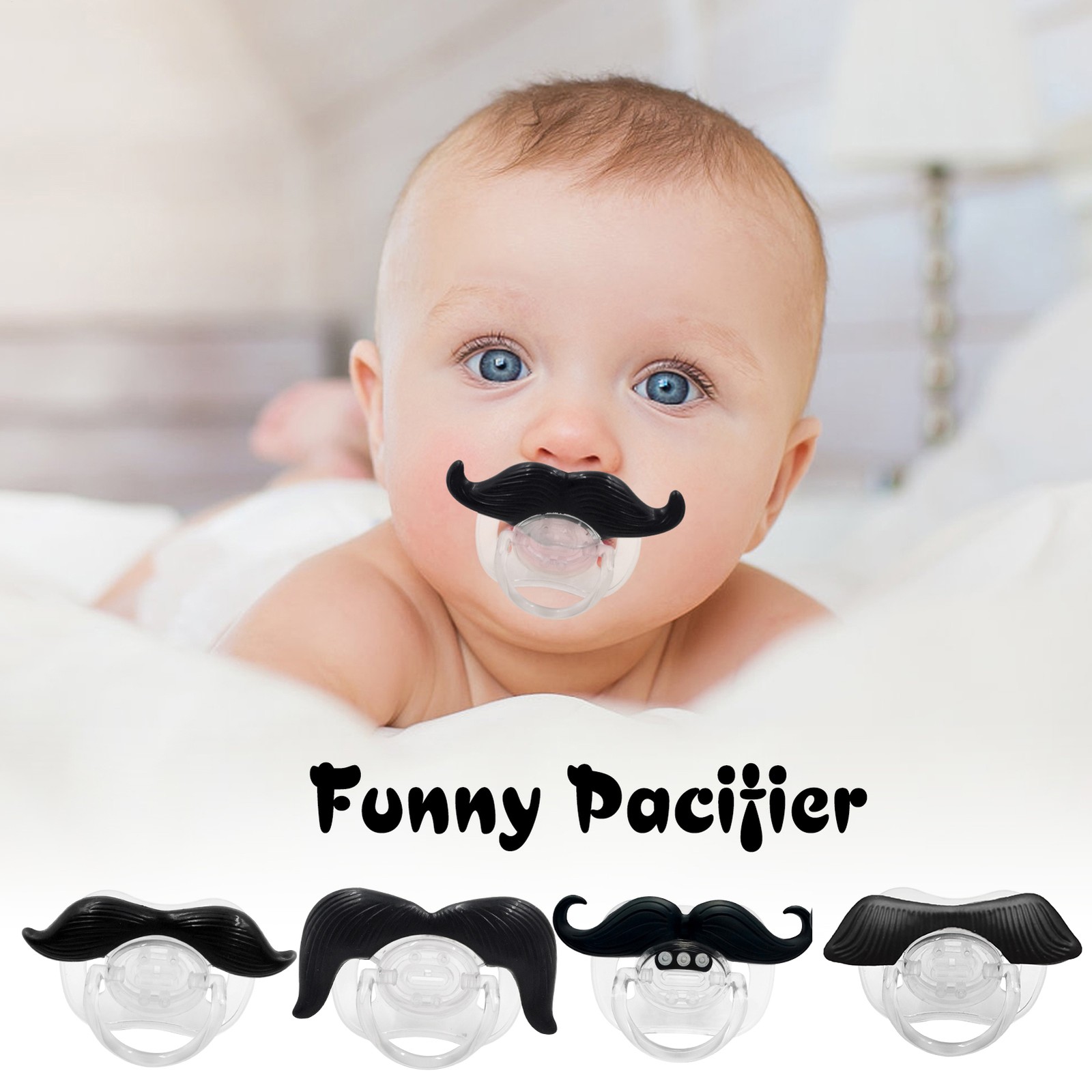 Funny Moustache Dummy Dummies Pacifier Novelty Baby Child Soother Lips Joke