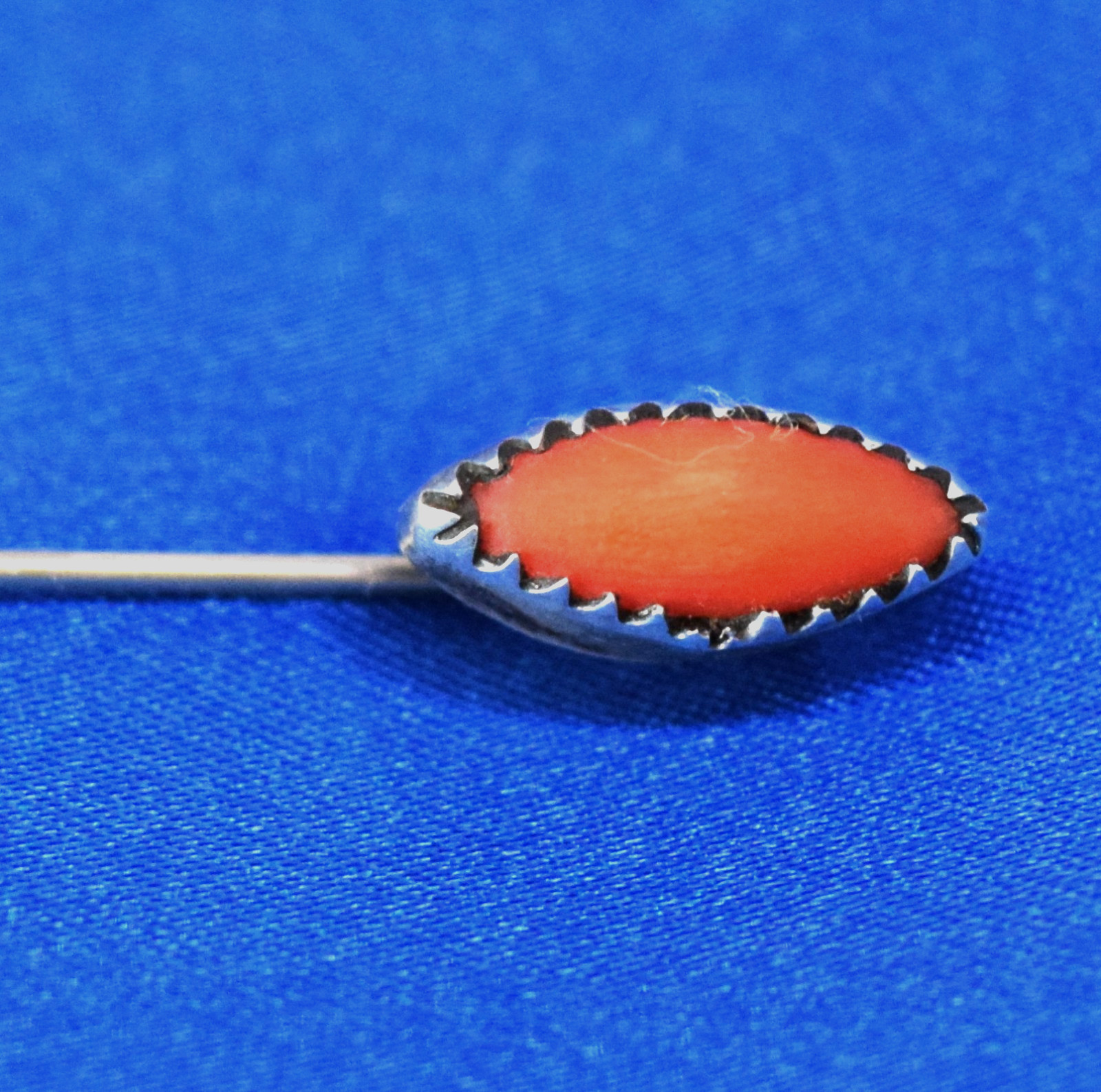 Vintage Native American Stick Pin Sterling Silver and Red Coral Handmade