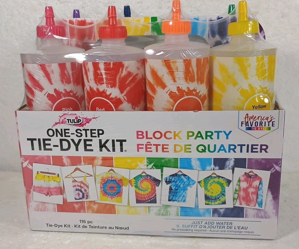 Tulip One-Step Tie-Dye 8 Color Block Party Kit 45081 Just Add Water 