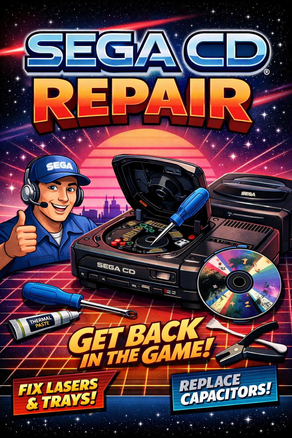 Sega CD CDX 32x combination Repair Service