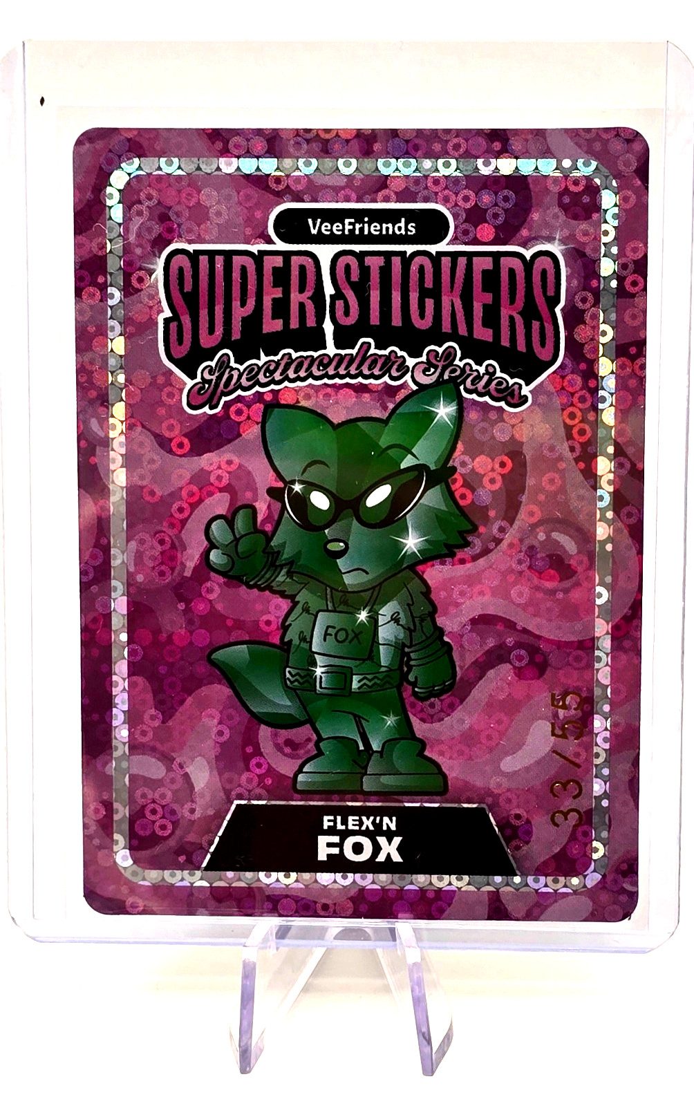 Flex'n Fox 2026 VeeFriends Super Stickers Spectacular EMERALD on BUBBLE GUM /55