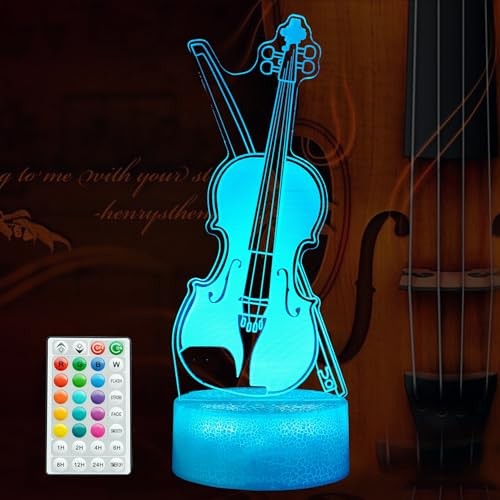 Night Light Gifts, Cello 3D Illusion Lamp with 16 Colors Changing, Violin