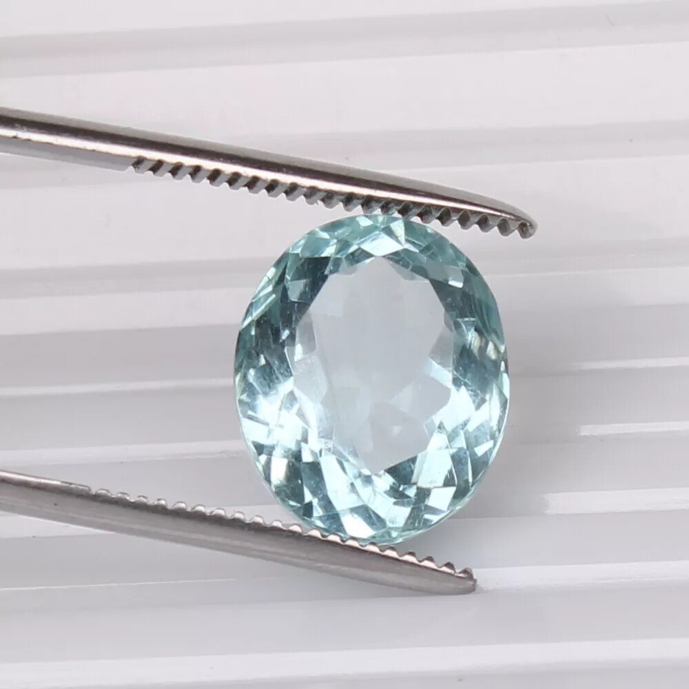 Loose Aquamarine Greenish Blue Oval Cut 12.80 Ct. Brazilian Loose Gemstone