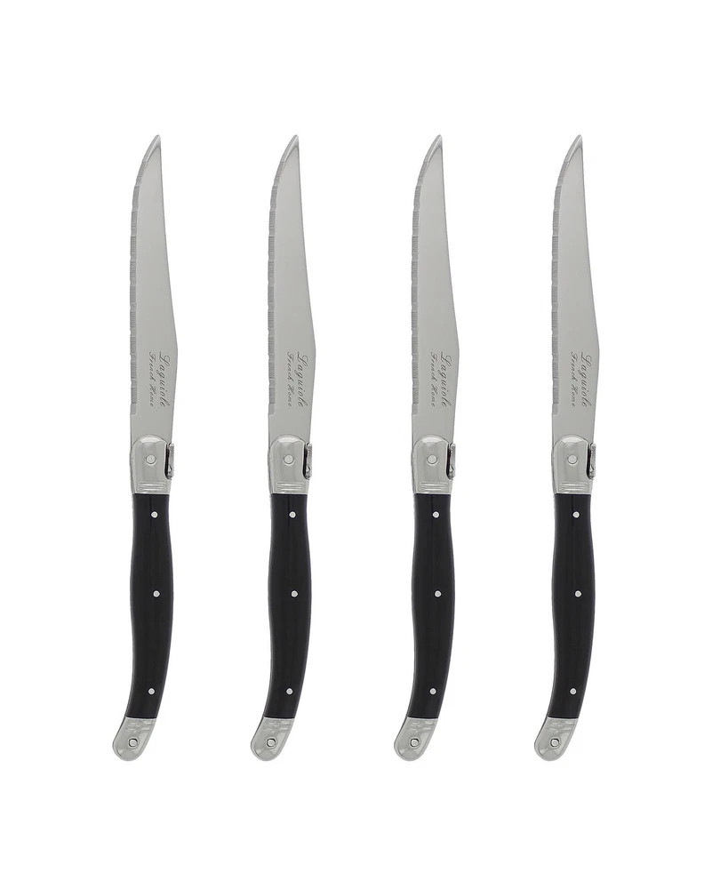 Elegant Black Serrated Steak Knives Set of 4 Durable French Design Kitchen