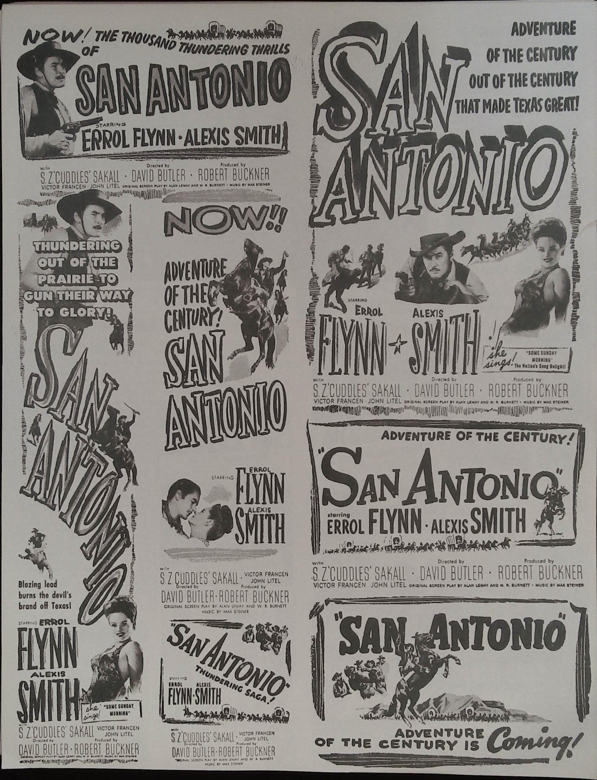 San Antonio Local Theater Herald 1945 Errol Flynn, Alexis Smith!